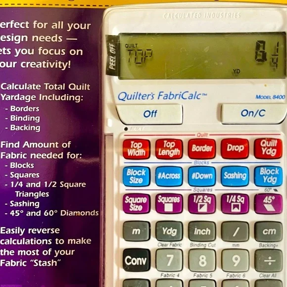 NIP Quilter's FabriCalc: Calculated Industries Quilt Design & Fabric - Picture 3 of 3